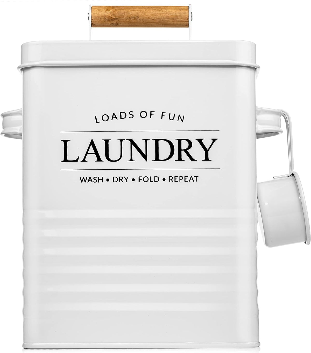 Farmhouse Metal Laundry Powder Dispenser with Scoop | 18 × 15 × 28 cm