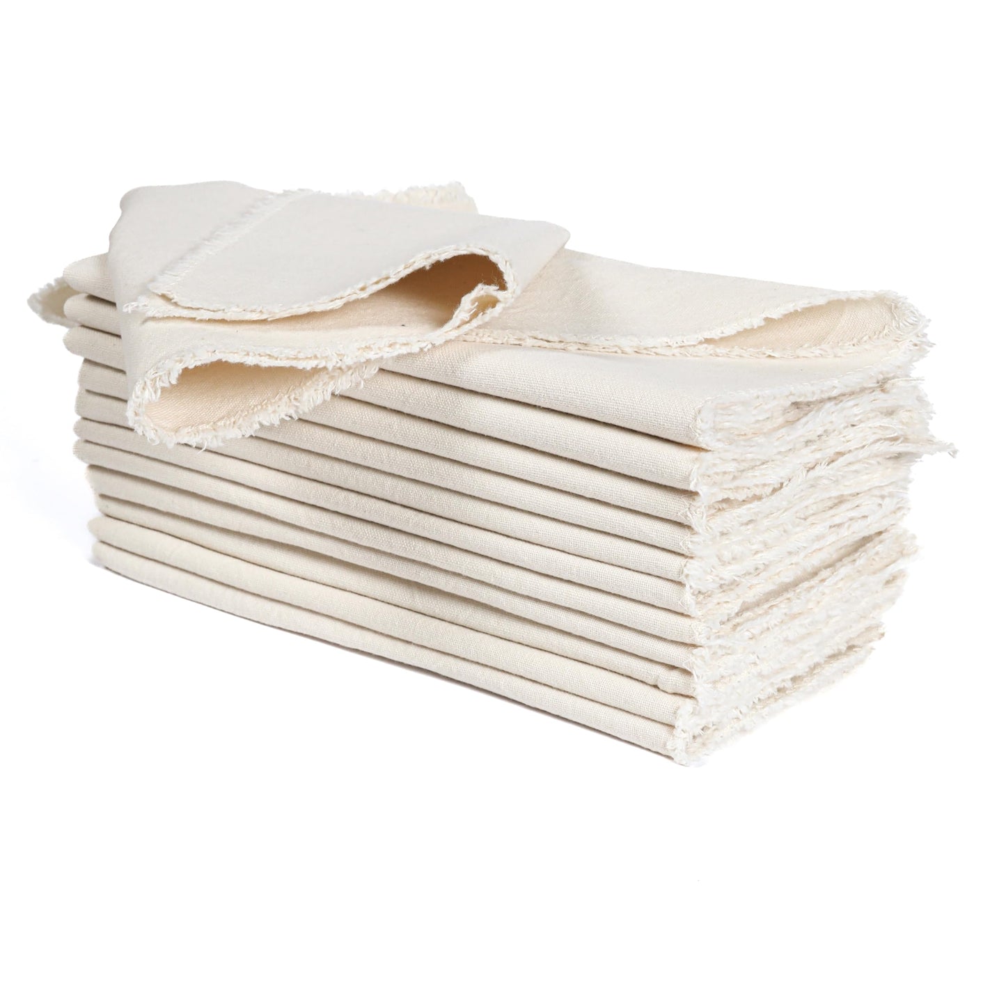 Palisa Rustic Fringe Cloth Napkins Set of 12 - Soft & Durable Frayed Dinner Napkin - 46cm × 46cm