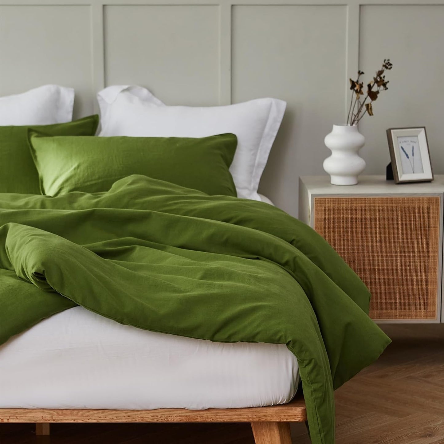 Simple&Opulence Linen Duvet Cover Double,Natural Linen Cotton Duvet Cover with Pillowcase,Duble Size Bedding Set,Soft Warm Breathable Bed Quilt Cover with Button Closure,200x200cm,Navy Blue