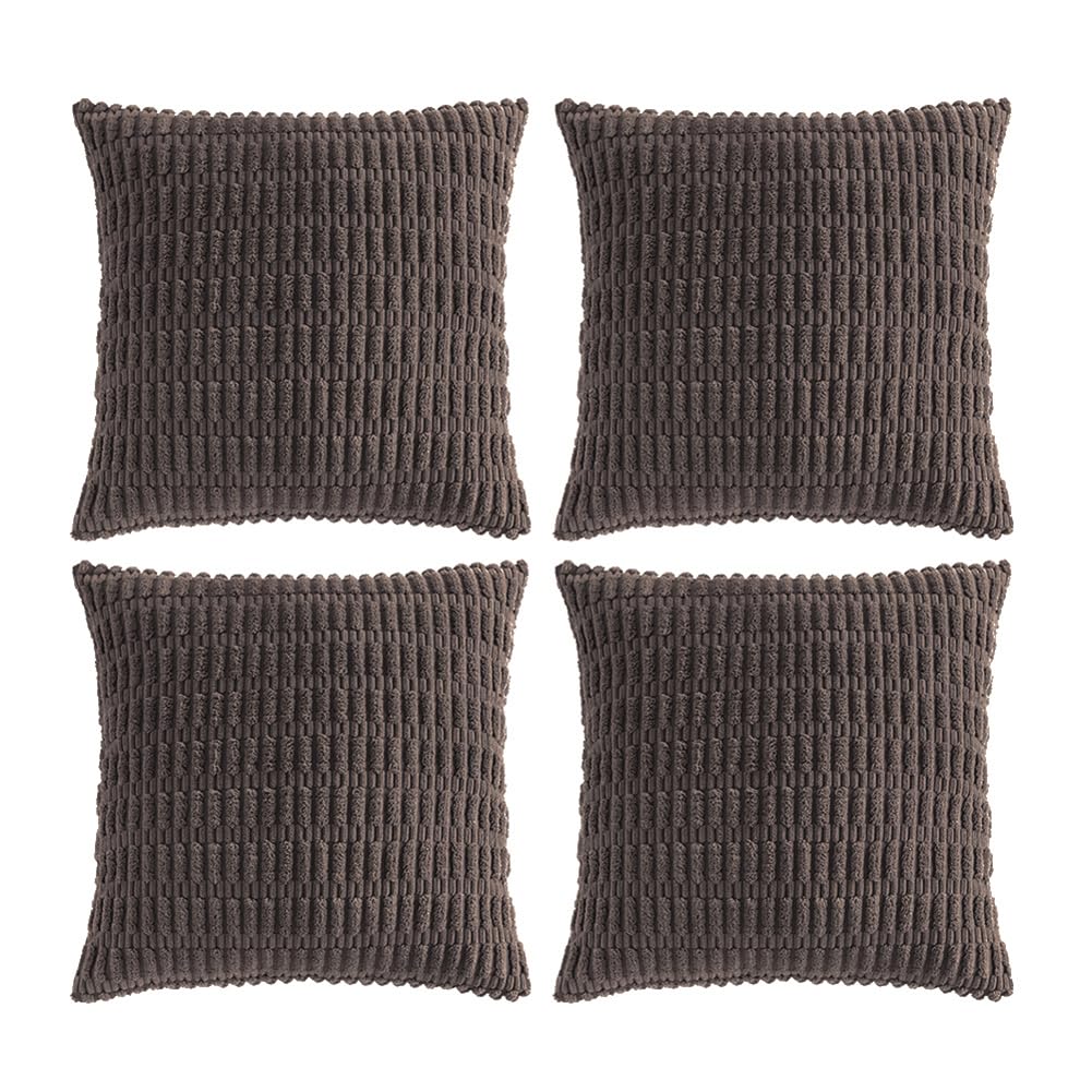 Fancy Homi 4 Packs Decorative Throw Pillow Covers - Soft Plush Corduroy Square Cushion Case