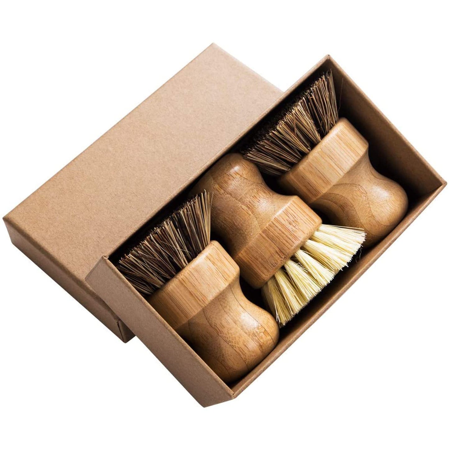 GREENTH PRO Palm Pot Brush - 3 Pack - Bamboo Round Mini Dish Brush