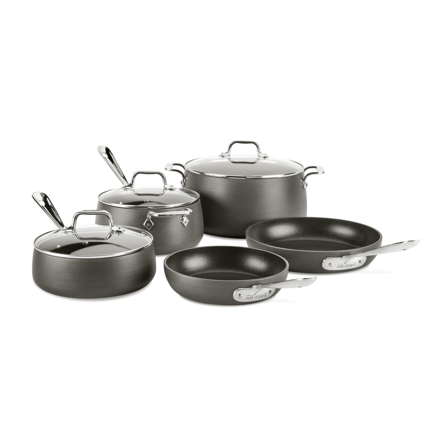 All-Clad HA1 Hard Anodised Nonstick Pots and Pans Set - 8 Piece - Black