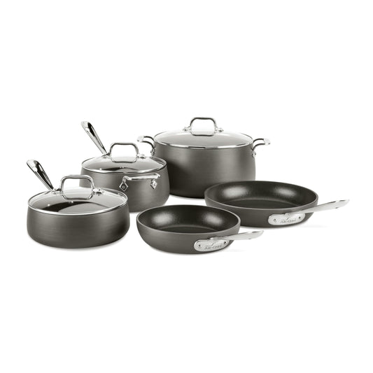 All-Clad HA1 Hard Anodised Nonstick Pots and Pans Set - 8 Piece - Black