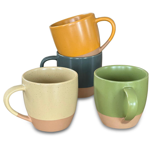 Mora Ceramic Artisan Matte Large Latte Mug Set of 4 - 470ml - Porcelain Coffee Cups - Safari Colours