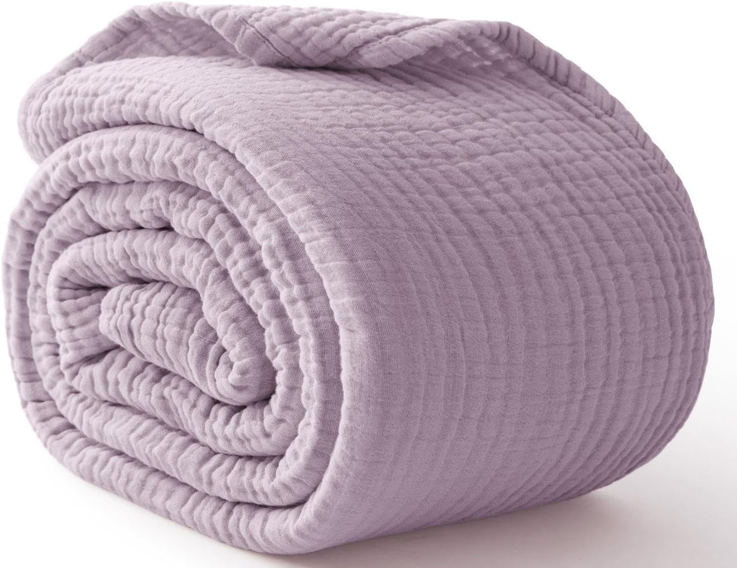 Kozyhvn 6-Layer Cotton Muslin Throw Blanket — 100% Cotton, Breathable Gauze, 127 × 178 cm, Lavender