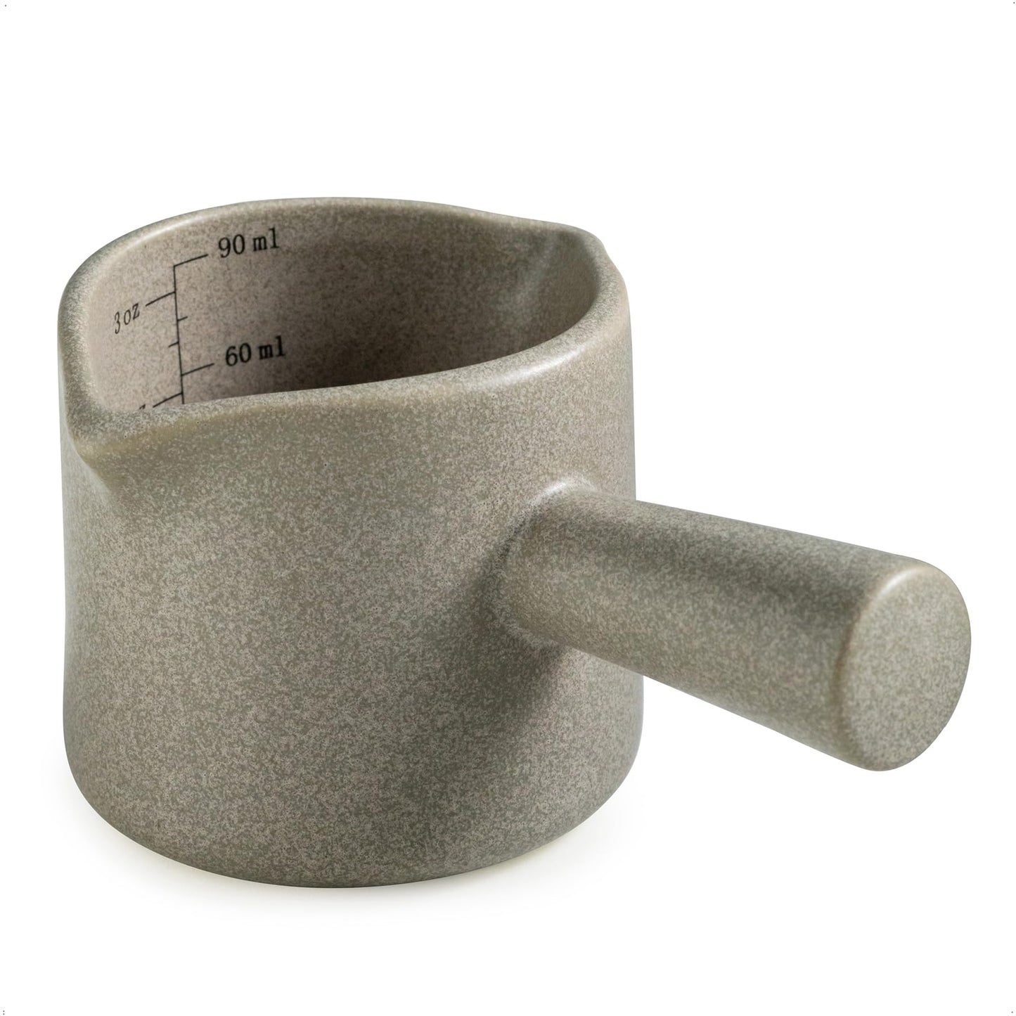 YHOJOY Measuring Cups Ceramic - Double Spouts Espresso Cup with Handle - 90ml - Grey
