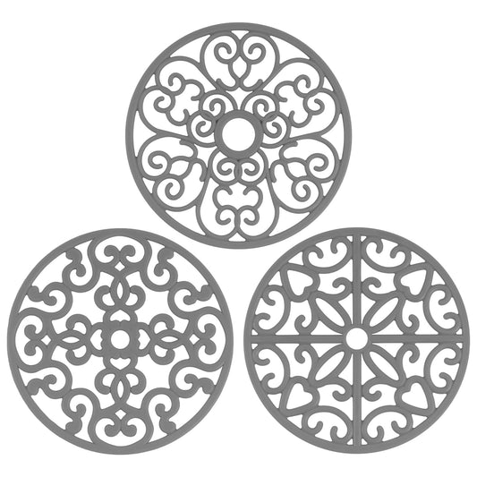 CHEFBEE 3 Piece Silicone Trivet Mat Set - 20cm - Flexible Non-Slip Heat Resistant