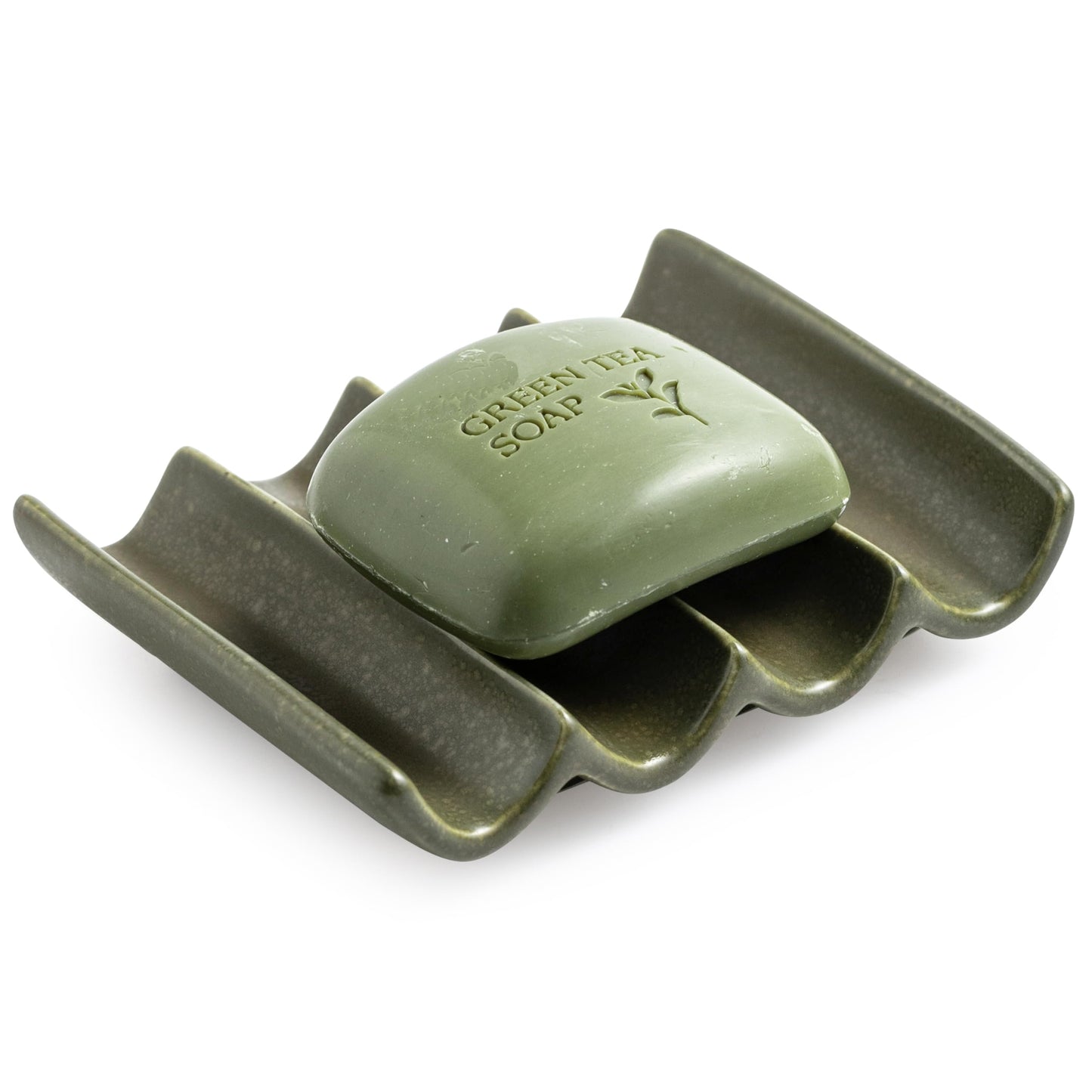 Cormomu Self-Draining Ceramic Soap Dish — Bathroom & Kitchen Soap Saver