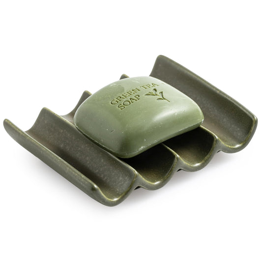 Cormomu Self-Draining Ceramic Soap Dish — Bathroom & Kitchen Soap Saver