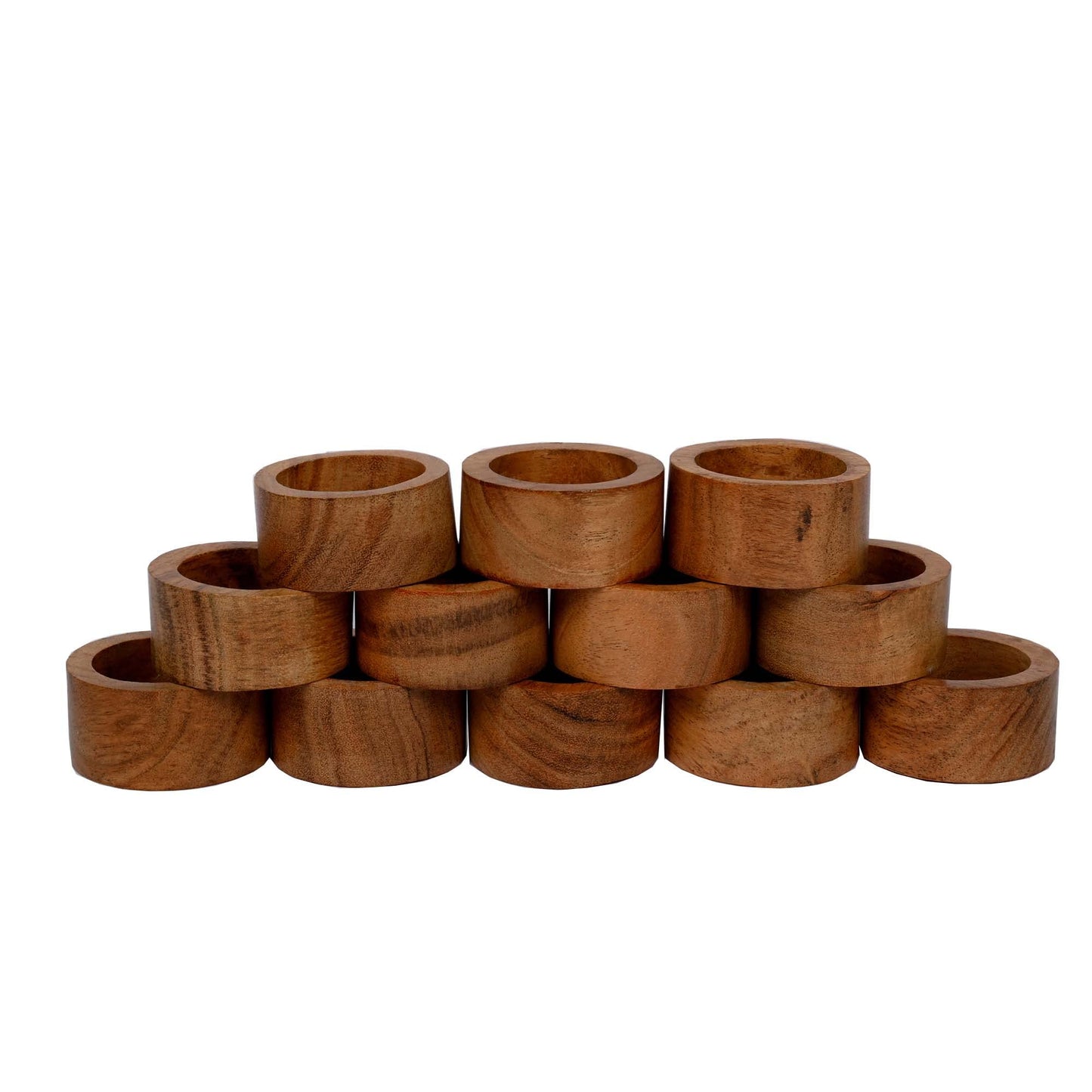 SAMHITA Handmade Acacia Wood Napkin Ring Set of 12