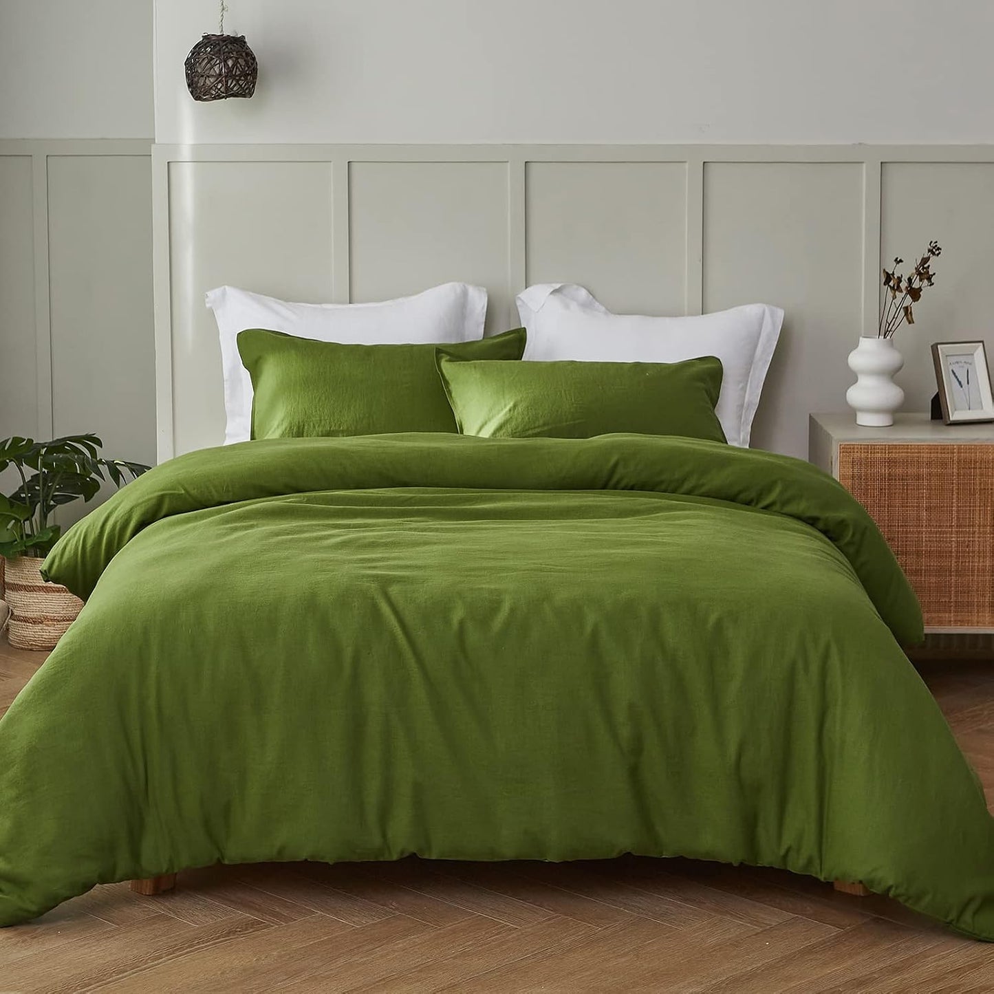Simple&Opulence Linen Duvet Cover Double,Natural Linen Cotton Duvet Cover with Pillowcase,Duble Size Bedding Set,Soft Warm Breathable Bed Quilt Cover with Button Closure,200x200cm,Navy Blue