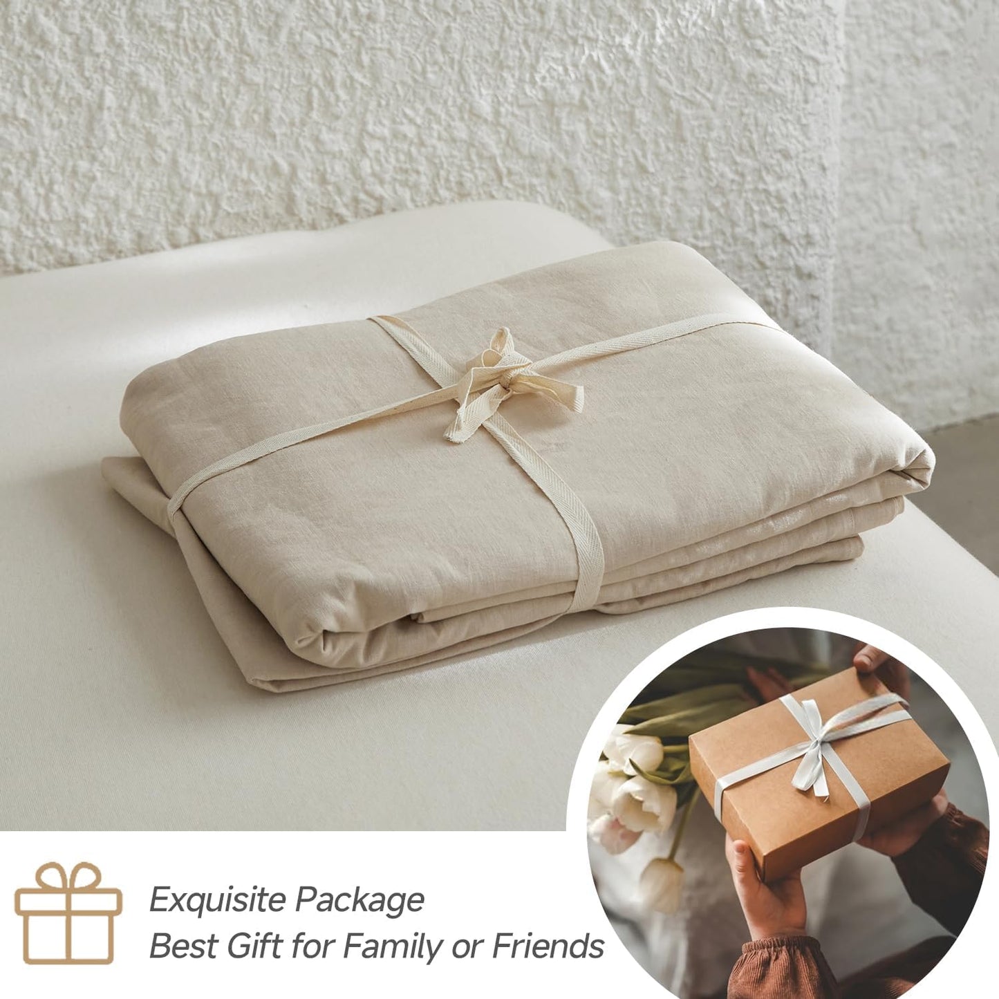 Simple&Opulence Linen Duvet Cover Double,Natural Linen Cotton Duvet Cover with Pillowcase,Duble Size Bedding Set,Soft Warm Breathable Bed Quilt Cover with Button Closure,200x200cm,Navy Blue