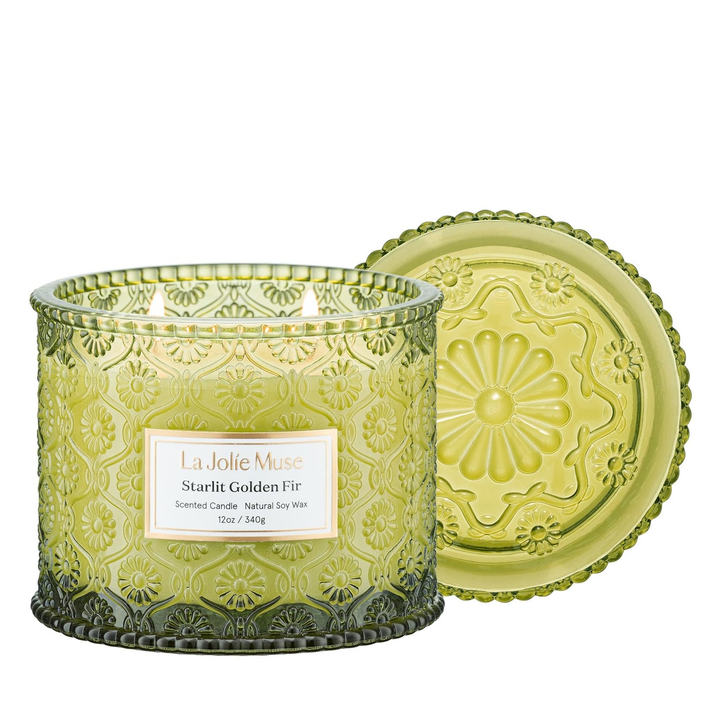 LA JOLIE MUSE Scented Soy Wax Candles - Maelyn Collection - 2-Wick - 60 Hour Burn - Elegant Home Décor