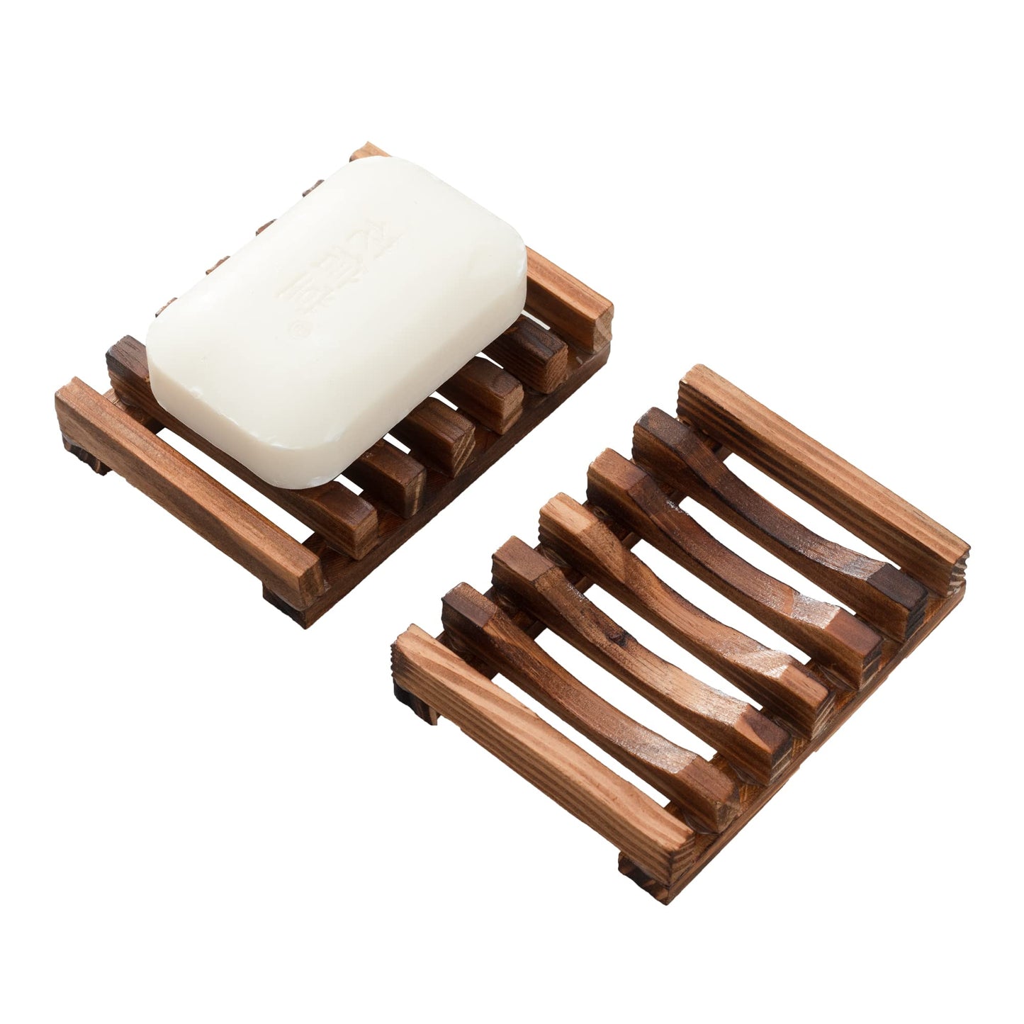 Vowupt Wooden Soap Dish Set of 2 — Self-Draining Bar Soap Holder for Shower & Bathroom