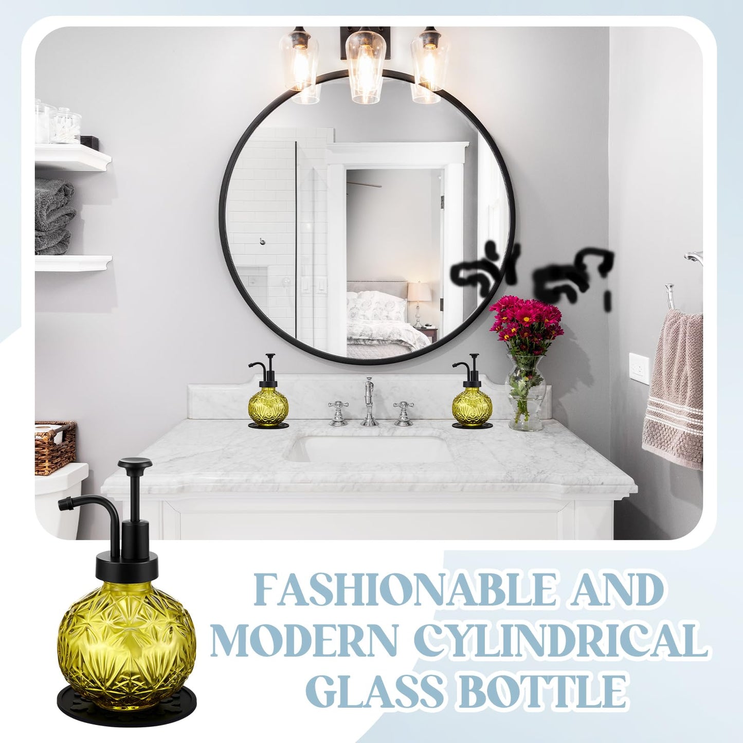 Tioncy 2-Pack Vintage Green Glass Soap Dispenser — Farmhouse Bathroom Pump, 240ml