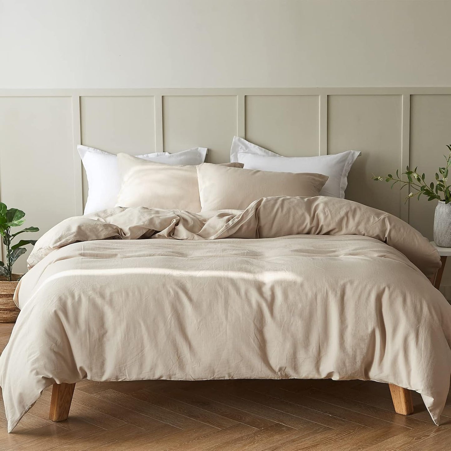 Simple&Opulence Linen Duvet Cover Double,Natural Linen Cotton Duvet Cover with Pillowcase,Duble Size Bedding Set,Soft Warm Breathable Bed Quilt Cover with Button Closure,200x200cm,Navy Blue