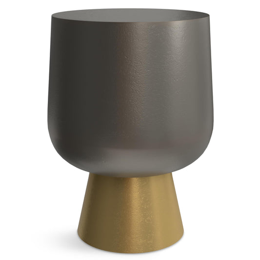 SIMPLIHOME Anthony Side Table - 35cm Wide Cast Aluminium Round Accent Table - Antique Bronze/Antique Brass - 51cm Tall - Fully Assembled