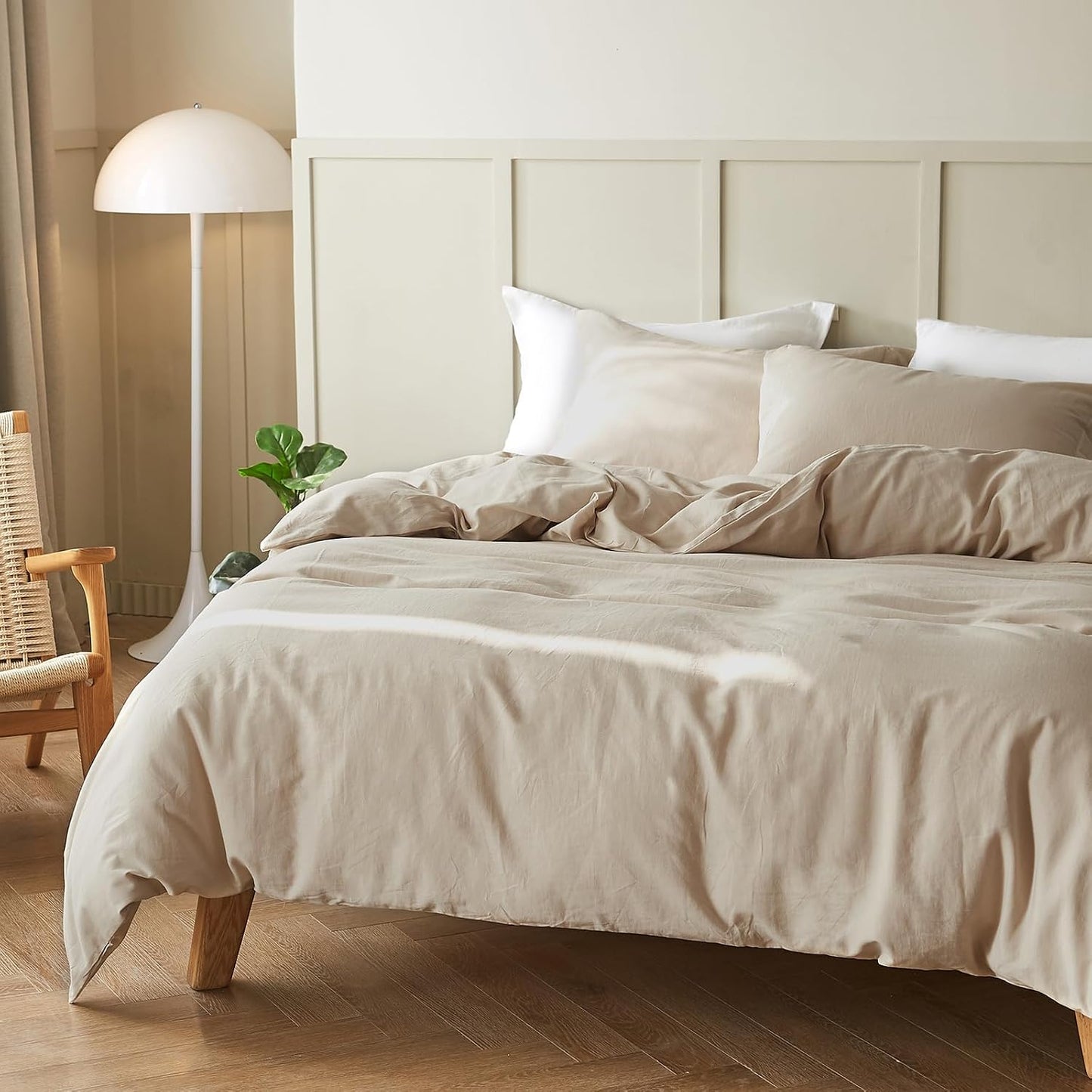 Simple&Opulence Linen Duvet Cover Double,Natural Linen Cotton Duvet Cover with Pillowcase,Duble Size Bedding Set,Soft Warm Breathable Bed Quilt Cover with Button Closure,200x200cm,Navy Blue