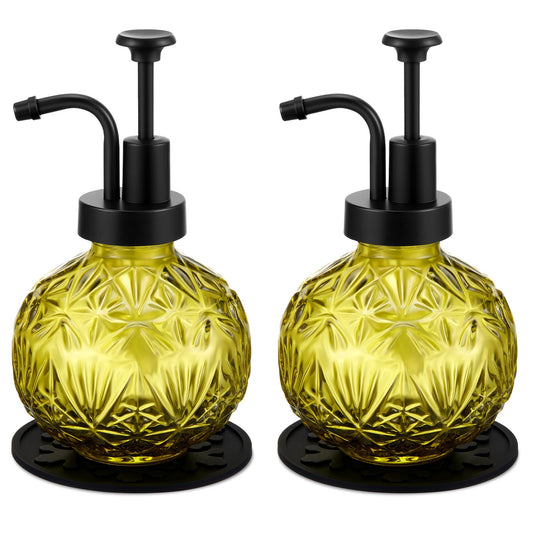Tioncy 2-Pack Vintage Green Glass Soap Dispenser — Farmhouse Bathroom Pump, 240ml