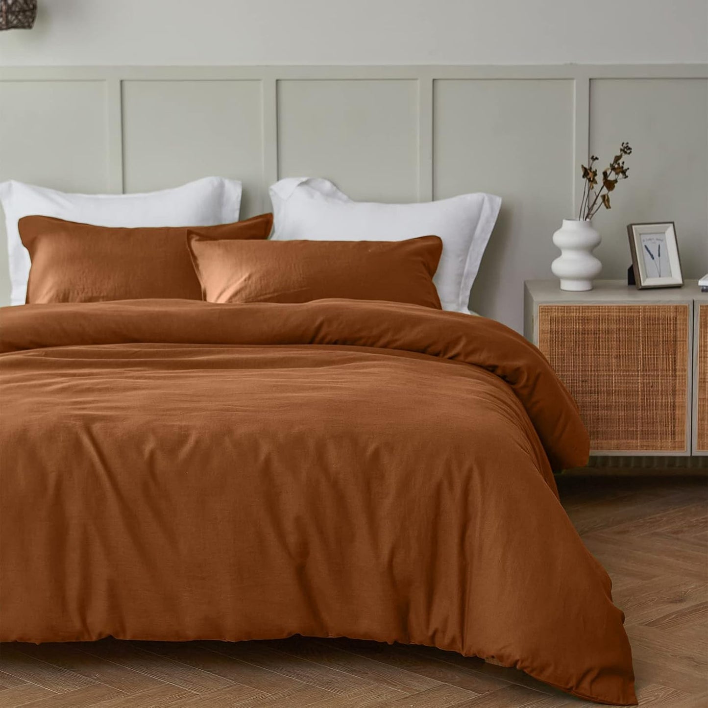 Simple&Opulence Linen Duvet Cover Double,Natural Linen Cotton Duvet Cover with Pillowcase,Duble Size Bedding Set,Soft Warm Breathable Bed Quilt Cover with Button Closure,200x200cm,Navy Blue