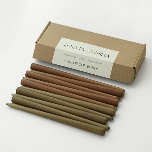 Luna By Camilia 30cm Taper Candles - Pack of 10 - Hand-Dipped - Dripless Unscented - 9 Hour Burn