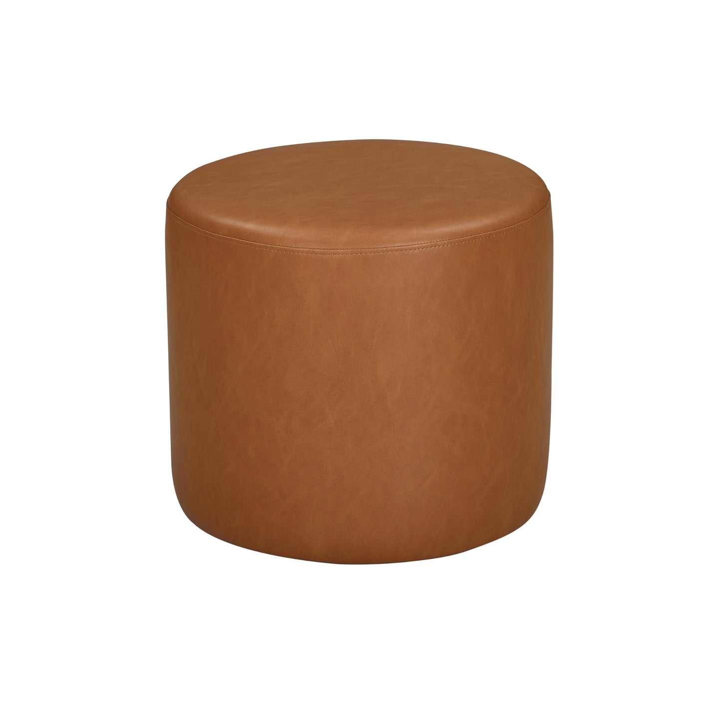 Lifestyle Solutions Wentworth Ottoman - Caramel Brown - 48 cm Round - Faux Leather Footrest and Bench