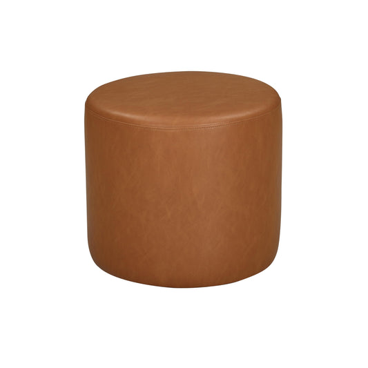 Lifestyle Solutions Wentworth Ottoman - Caramel Brown - 48 cm Round - Faux Leather Footrest and Bench