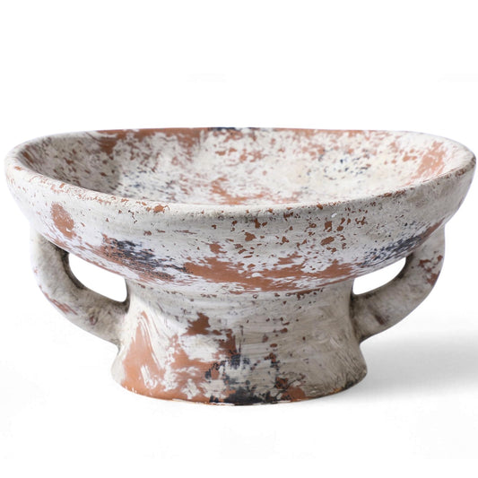 Kritkin Ceramic Decorative Bowl - 21cm × 10.5cm Pedestal Decorative Rustic Farmhouse Fruit Bowl - Vintage Colour