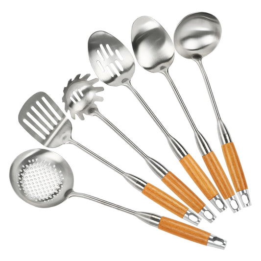 LYFJXX 6-Piece 304 Stainless Steel Kitchen Cooking Utensils - 38cm