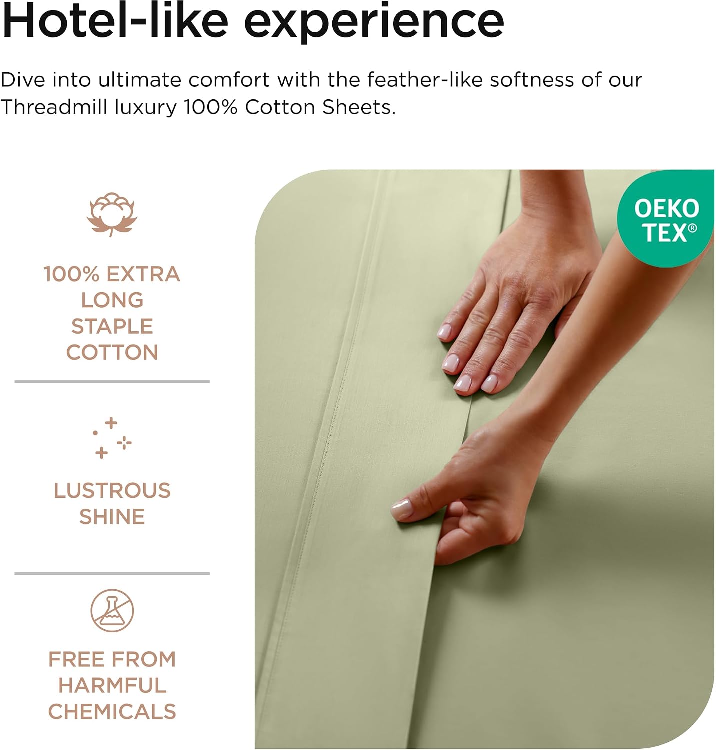 Threadmill 100% Cotton Sheets for Queen Size Bed - 600 Thread Count Queen Bed Sheets Set with 16” Deep Pocket - Sateen Weave 4-Piece Bedding Set with Cooling Effect, White