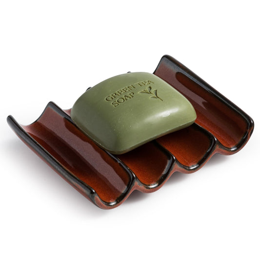Cormomu Self-Draining Ceramic Soap Dish — Bathroom & Kitchen Soap Saver