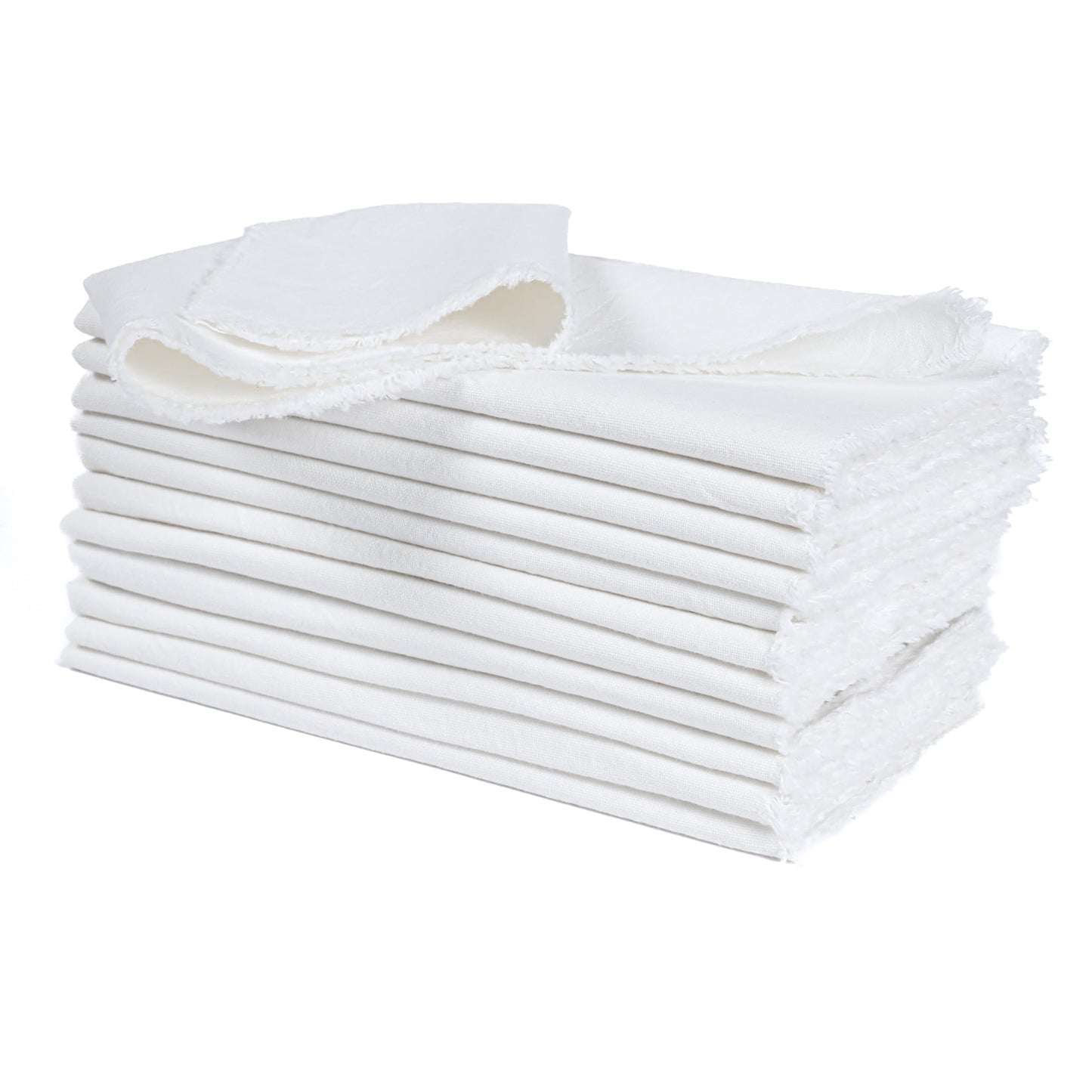 Palisa Rustic Fringe Cloth Napkins Set of 12 - Soft & Durable Frayed Dinner Napkin - 46cm × 46cm