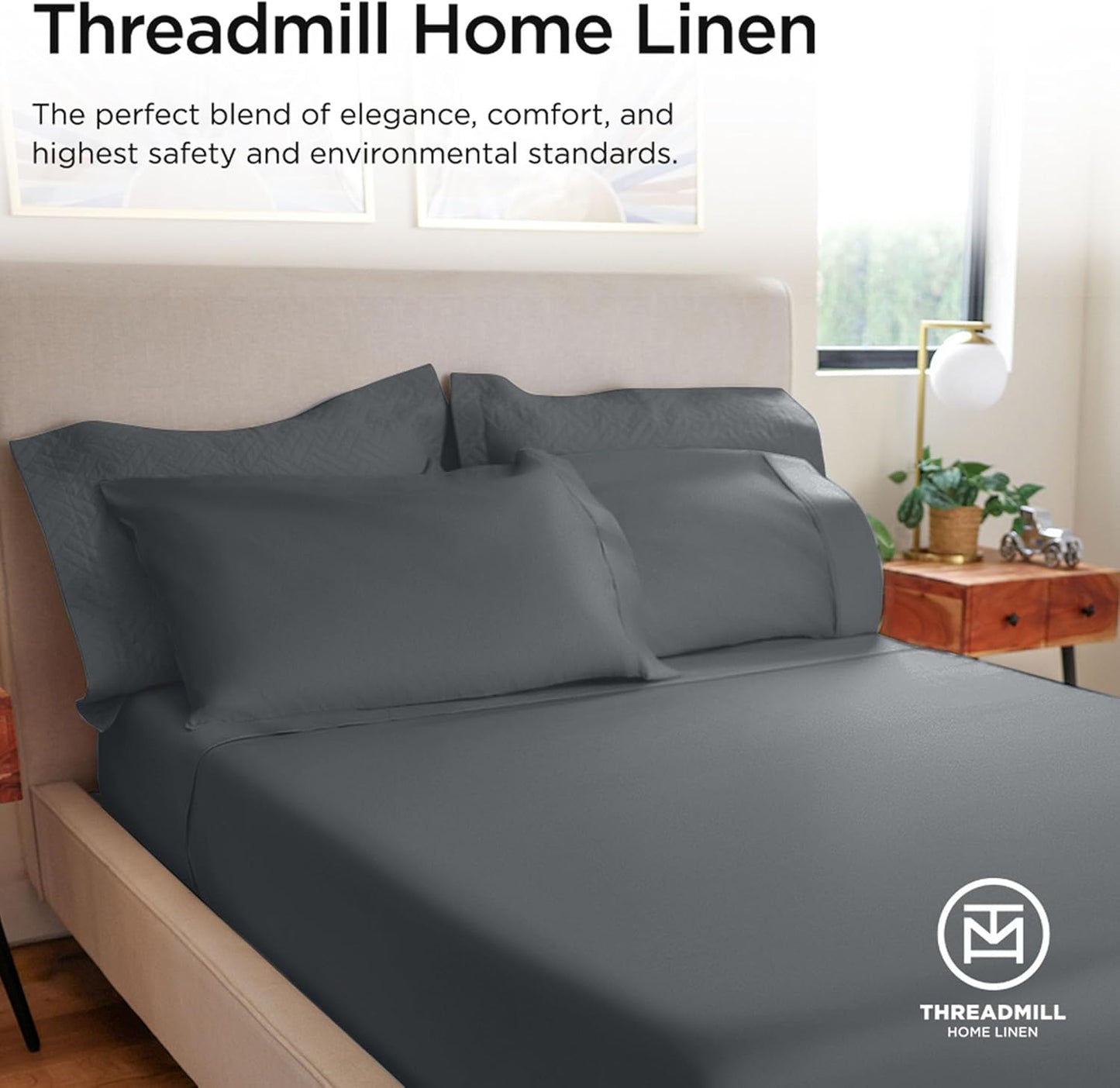 Threadmill 100% Cotton Sheets for Queen Size Bed - 600 Thread Count Queen Bed Sheets Set with 16” Deep Pocket - Sateen Weave 4-Piece Bedding Set with Cooling Effect, White