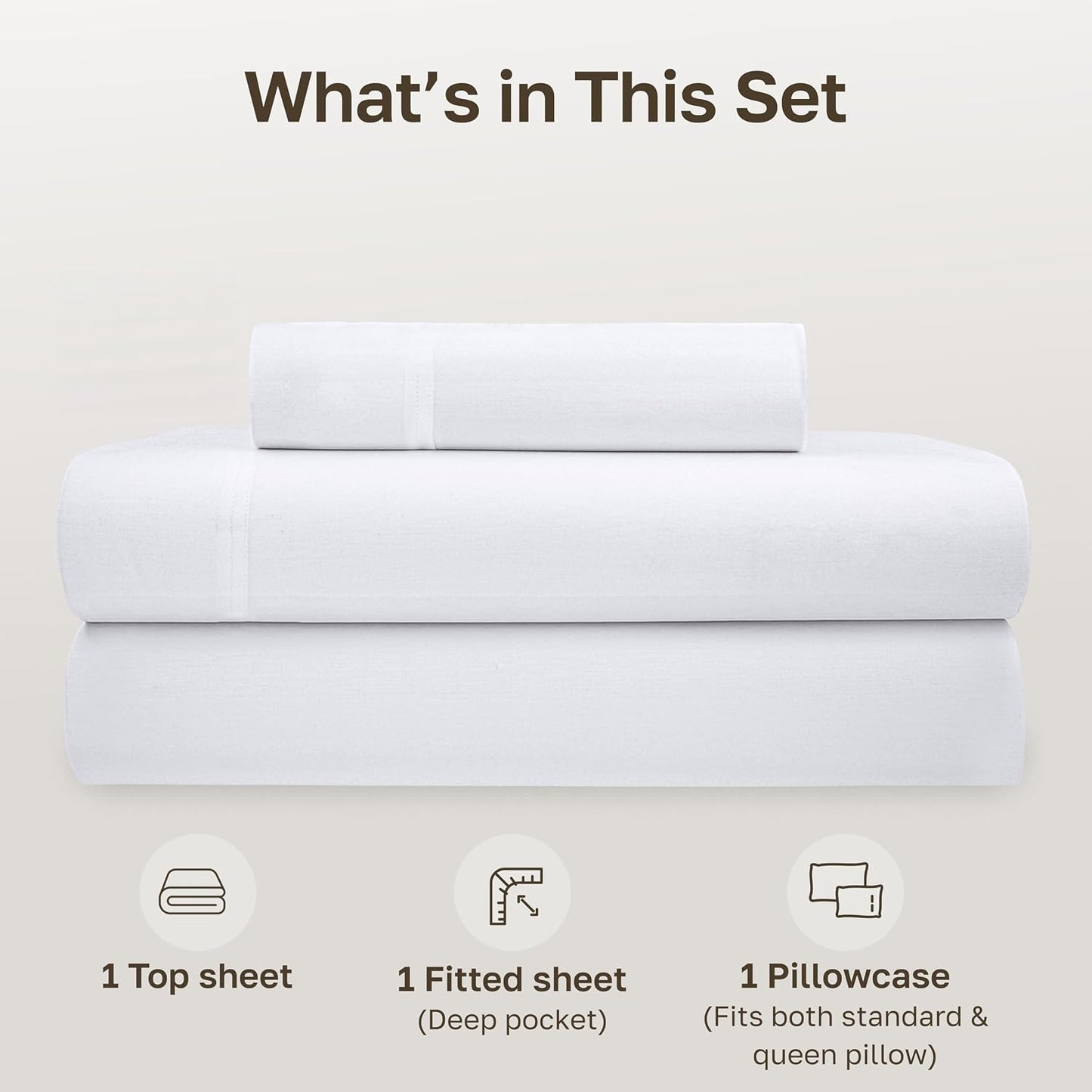 California Design Den 100% Organic Cotton Sheets for Queen Size Bed, Deep Pockets, Percale Sheets Queen, GOTS Certified, Soft Cooling Sheets, 4 Piece Bed Sheets Queen Sheet Set, White Sheets