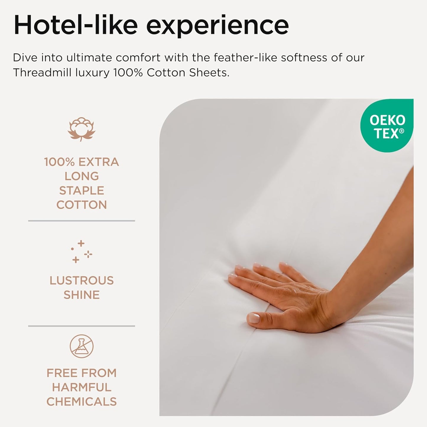 Threadmill 100% Cotton Sheets for Queen Size Bed - 600 Thread Count Queen Bed Sheets Set with 16” Deep Pocket - Sateen Weave 4-Piece Bedding Set with Cooling Effect, White