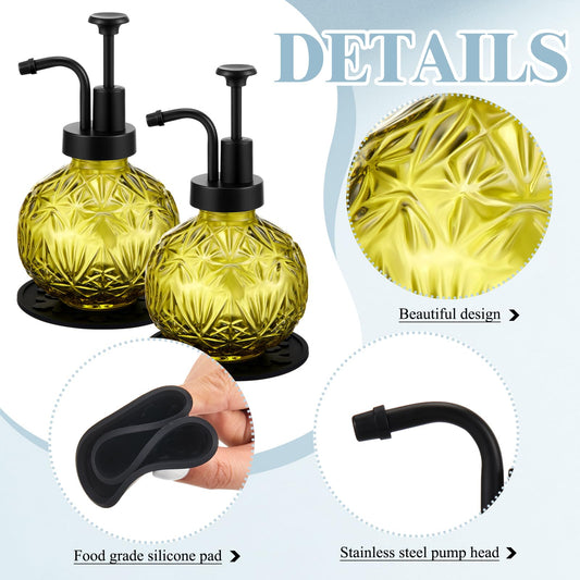 Tioncy 2-Pack Vintage Green Glass Soap Dispenser — Farmhouse Bathroom Pump, 240ml