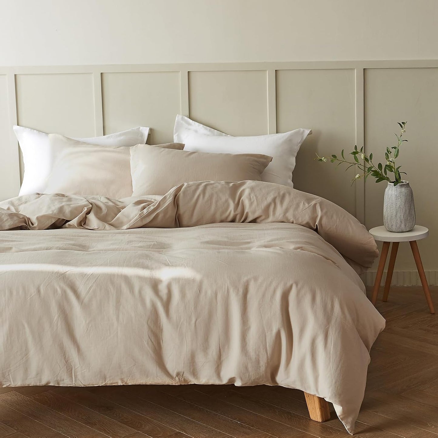 Simple&Opulence Linen Duvet Cover Double,Natural Linen Cotton Duvet Cover with Pillowcase,Duble Size Bedding Set,Soft Warm Breathable Bed Quilt Cover with Button Closure,200x200cm,Navy Blue