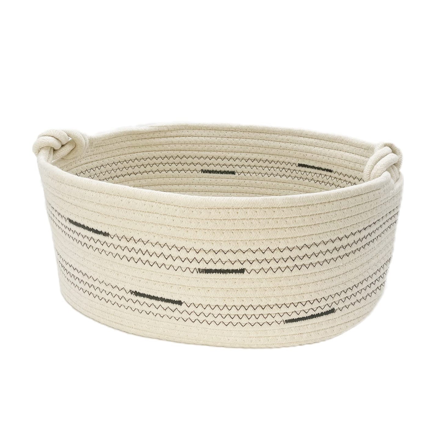 Fhiny Cotton Rope Dog Toy Storage Basket - Beige - Small - 36 cm x 26 cm x 16 cm
