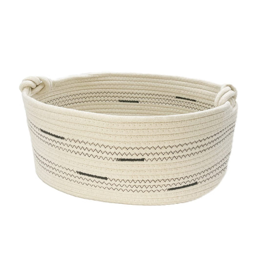 Fhiny Cotton Rope Dog Toy Storage Basket - Beige - Small - 36 cm x 26 cm x 16 cm