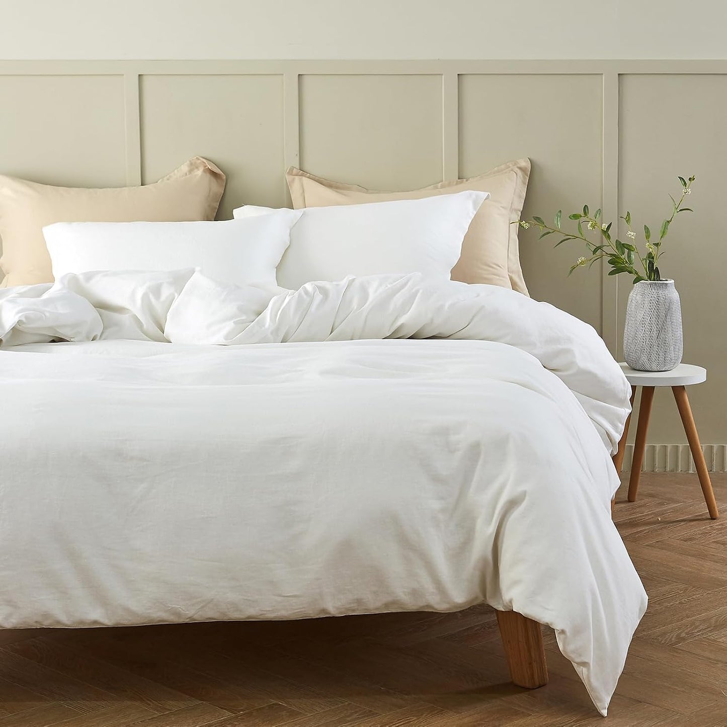 Simple&Opulence Linen Duvet Cover Double,Natural Linen Cotton Duvet Cover with Pillowcase,Duble Size Bedding Set,Soft Warm Breathable Bed Quilt Cover with Button Closure,200x200cm,Navy Blue