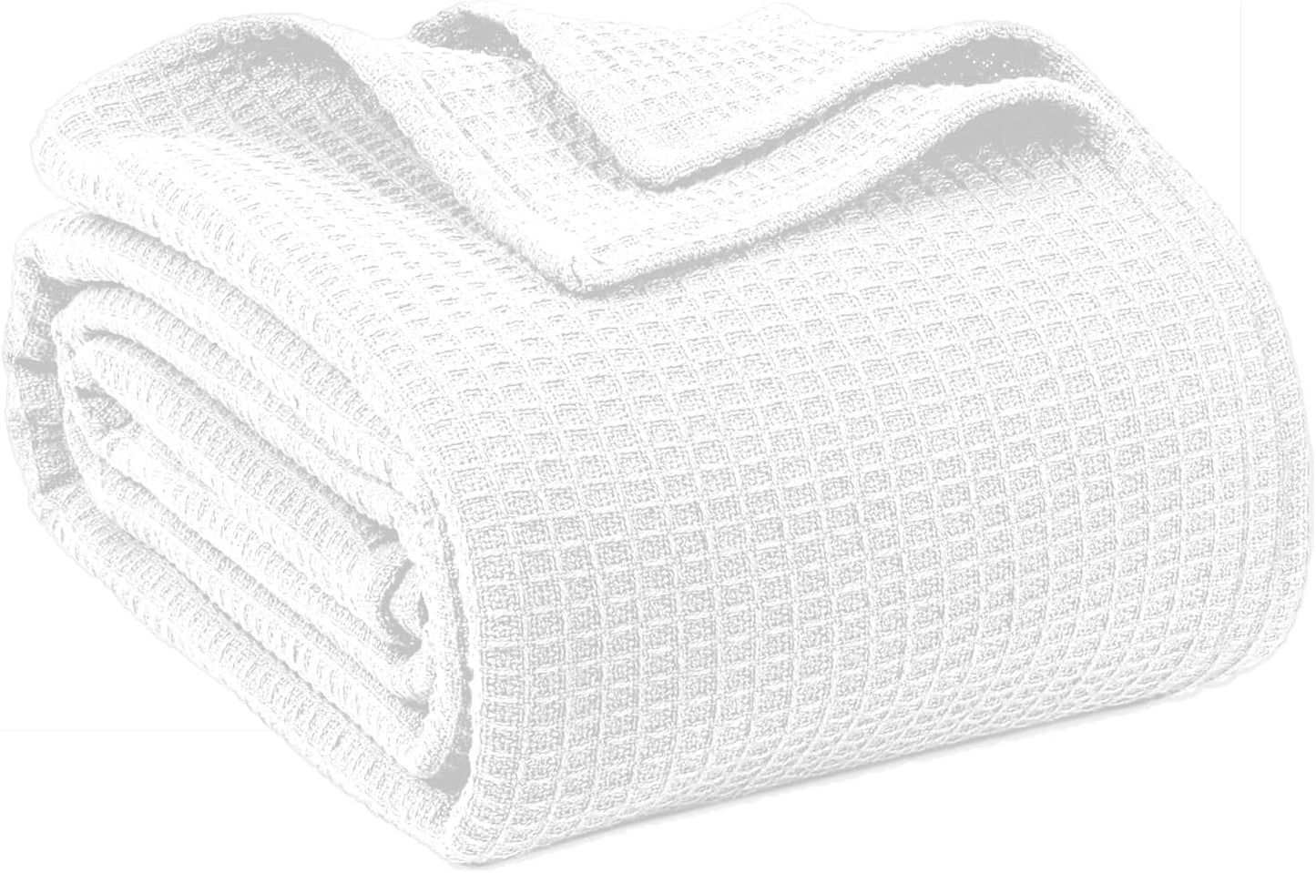 QUBA LINEN Waffle Weave Cotton Blanket — 100% Cotton, Breathable All-Season, Dark Grey