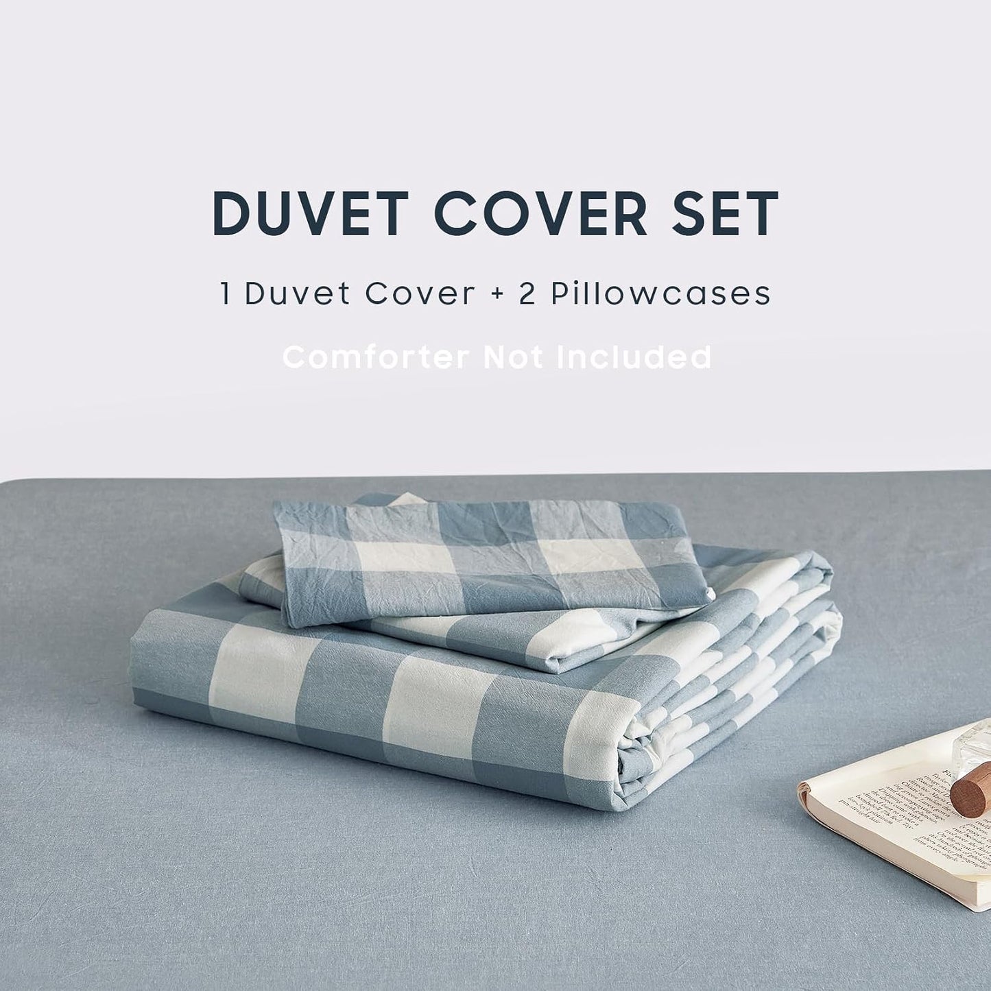 Wake In Cloud Striped Cotton Duvet Cover Set — 100% Washed Cotton, Ticking Stripe, 3-Piece Farmhouse Bedding