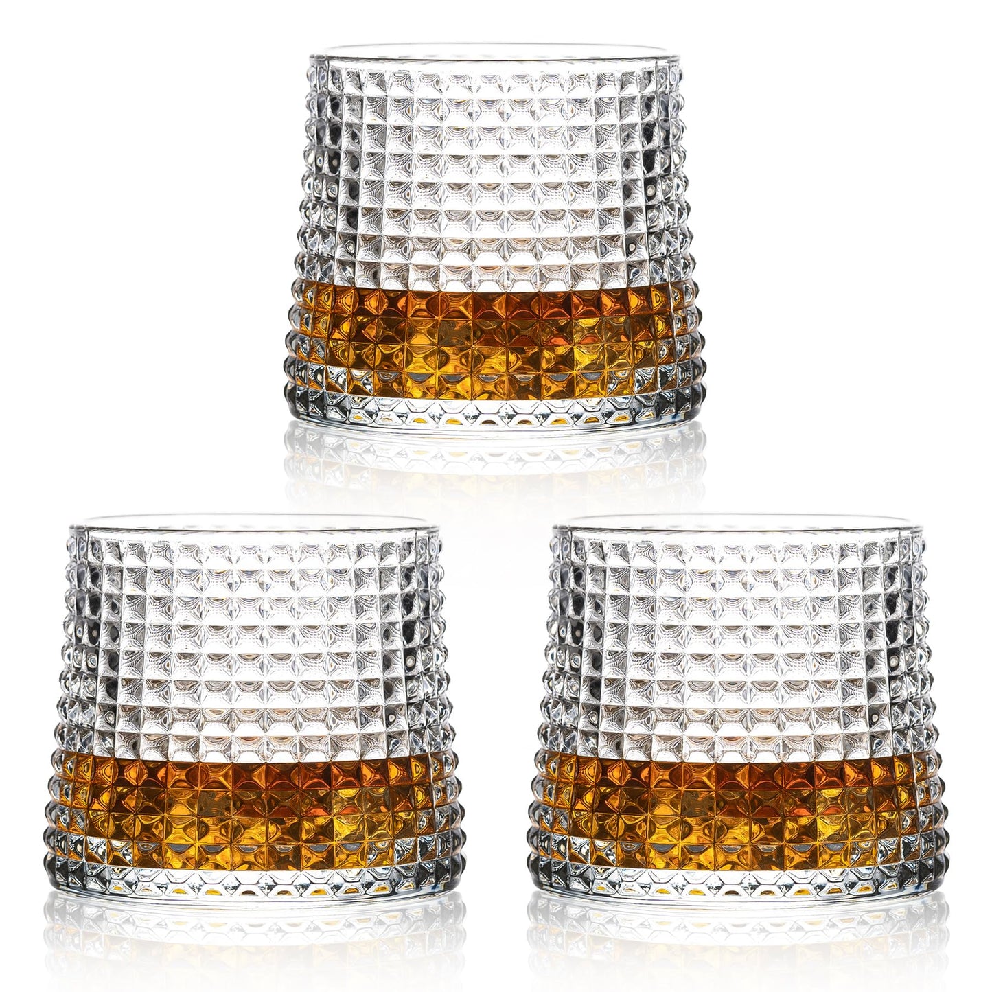 Noevany Whiskey Glasses - 180ml Old Fashioned Set of 3 - Small Cocktail Bourbon Alcohol Whiskey Glasses - Crystal Lattice