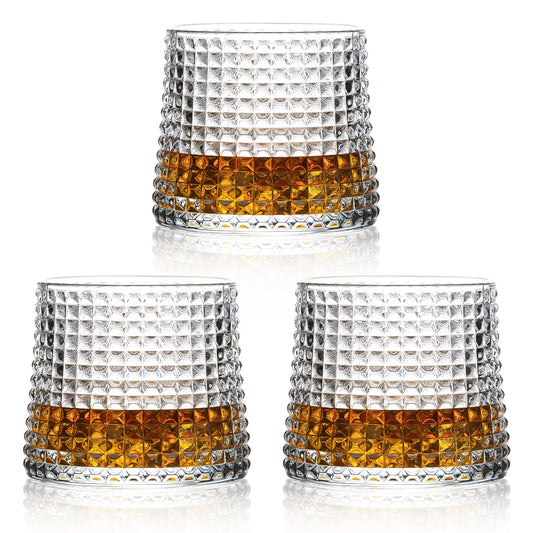 Noevany Whiskey Glasses - 180ml Old Fashioned Set of 3 - Small Cocktail Bourbon Alcohol Whiskey Glasses - Crystal Lattice