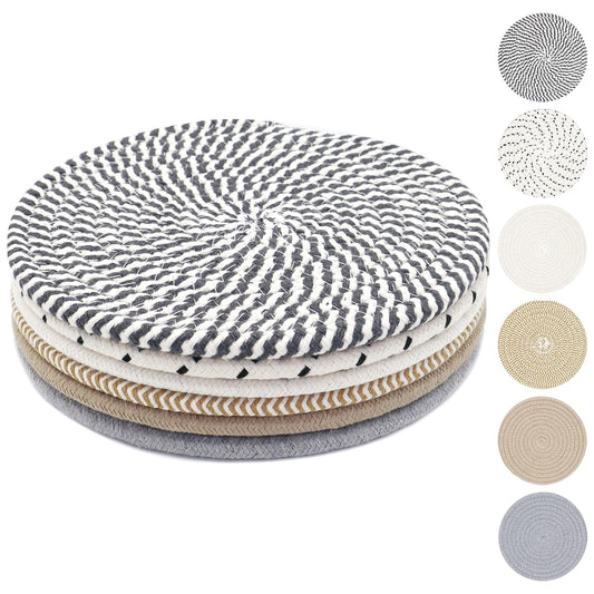 KITLAB 20cm Trivets for Hot Dishes - 6 Pack - Thick Heat Resistant Cotton