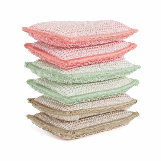KMAKII Bamboo Kitchen Sponges - 9cm × 13cm - 6 Pack - Natural Cleaning