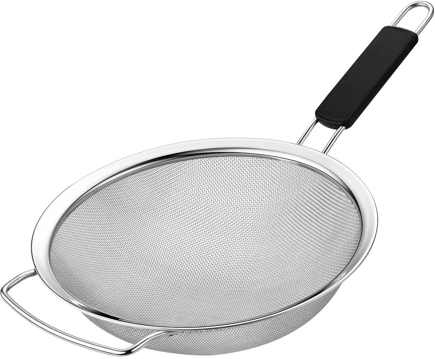 Kafoor 23cm Large Fine Mesh Strainer with Thermo Plastic Rubber Handle - Sieve Fine Mesh Stainless Steel