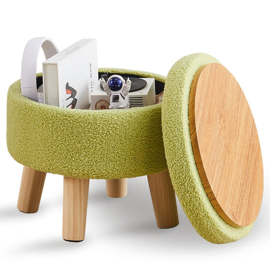 Wimarsbon Round Storage Ottoman - Teddy Velvet