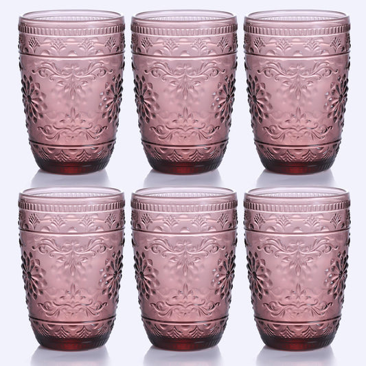 abrwyy 6 Piece Drinking Glasses - 400ml - Purple Highball Beverage Glasses