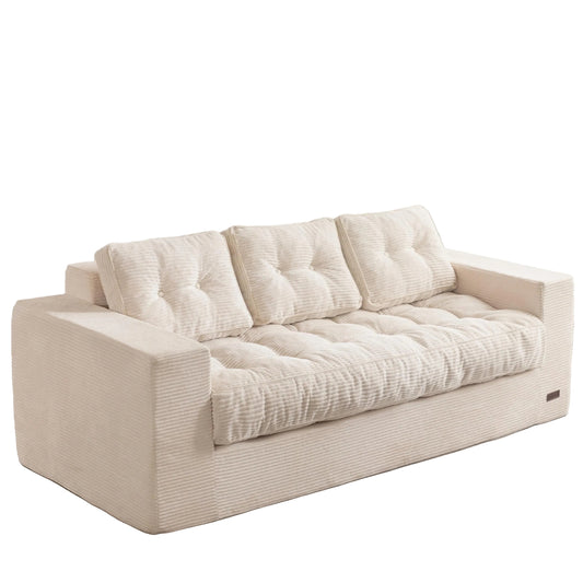 MAXYOYO 3 Seater Couch for Living Room - Boneless Couch with Tufted Cushion & Backrest